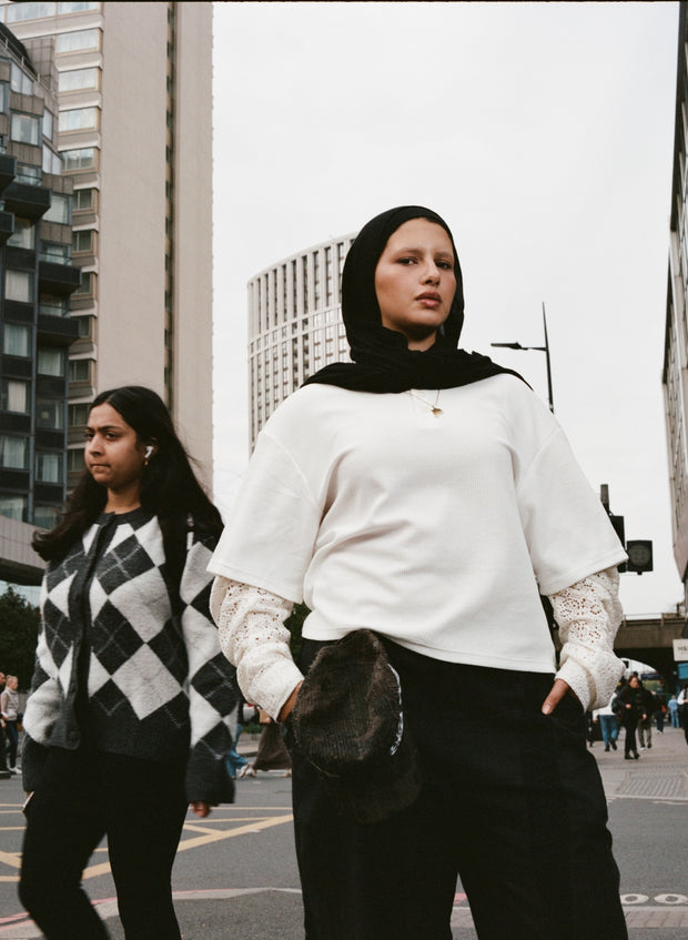 Crochet Layered Henley Shirt