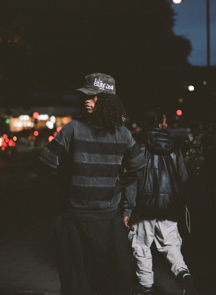 Striped Crochet Stone Wash Shirt