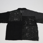 Black Patchwork Crochet Shirt