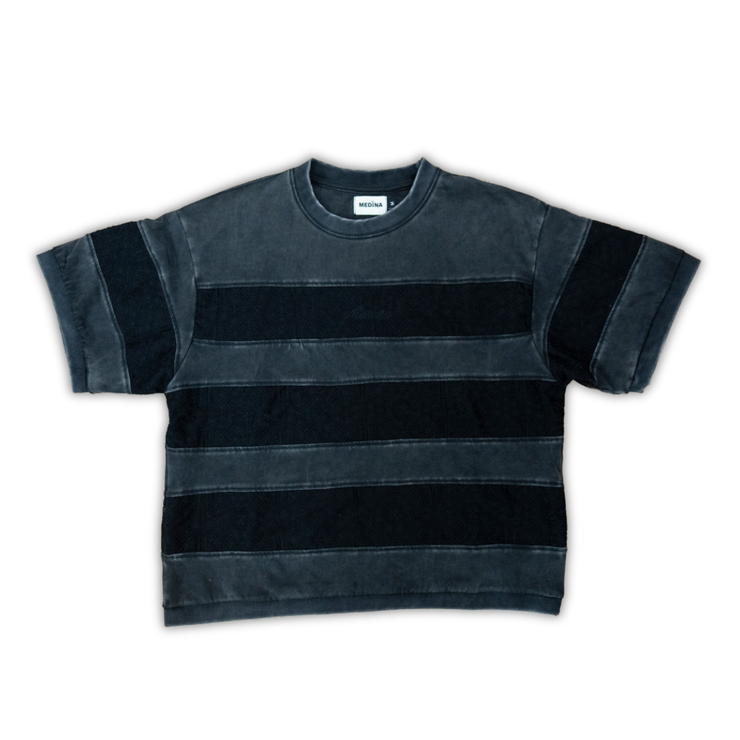 Striped Crochet Stone Wash Shirt