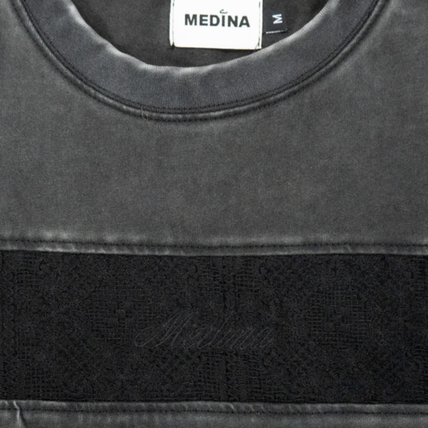 Striped Crochet Stone Wash Shirt