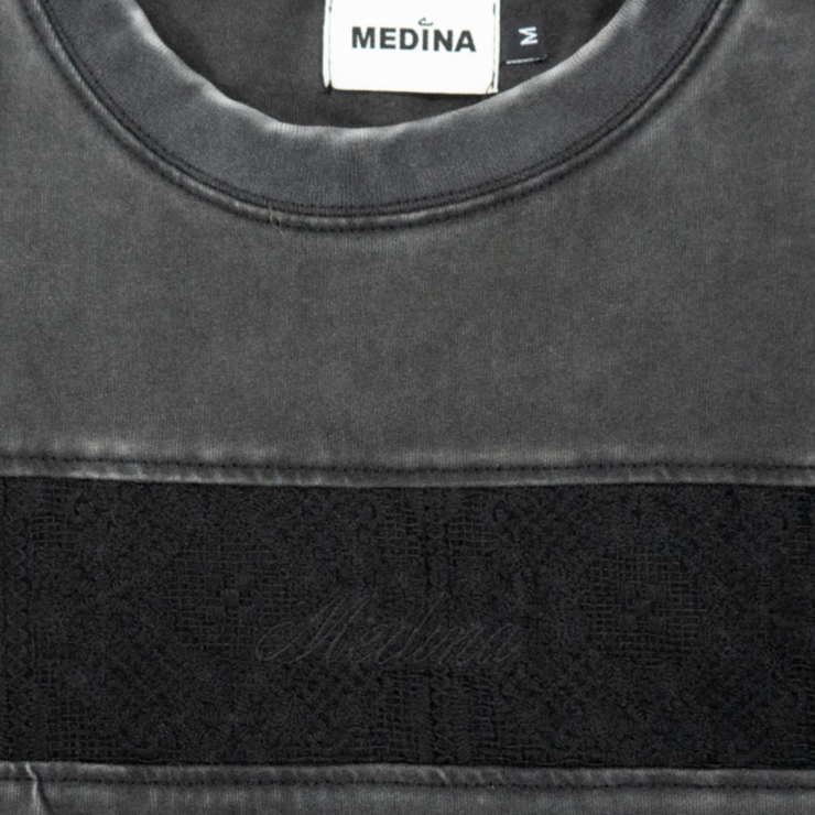 Striped Crochet Stone Wash Shirt