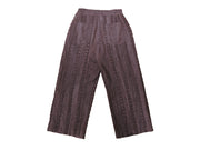 Taupe Striped Crochet Linen Trousers