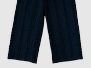 Black Striped Crochet Linen Trousers