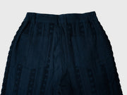 Black Striped Crochet Linen Trousers