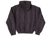 Taupe Striped Crochet Hooded Jacket