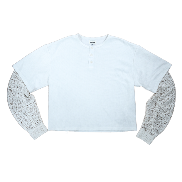 Crochet Layered Henley Shirt